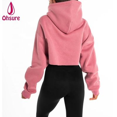 Femmes poids lourd Hoodie haut de l'entraînement Vêtement en coton Pullover haut de l'entraînement de culture Hoodie surdimensionné