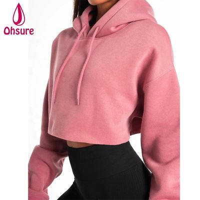 Femmes poids lourd Hoodie haut de l'entraînement Vêtement en coton Pullover haut de l'entraînement de culture Hoodie surdimensionné