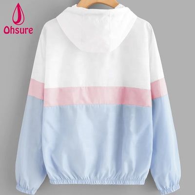 Veste de sport coupe-vent pour femmes, veste de course à capuche, veste de moto, polyester, fermeture éclair, tissé, standard