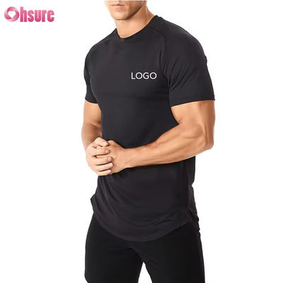 T-shirts de sport de gym pour hommes, vêtements de fitness en gros, taille US, respirants, à haute élasticité, à séchage rapide, pour la course à pied, coupe ajustée