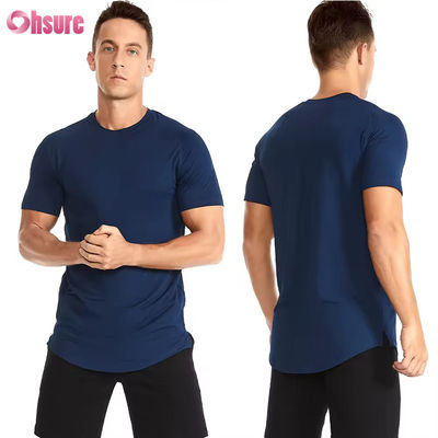 T-shirts de sport de gym pour hommes, vêtements de fitness en gros, taille US, respirants, à haute élasticité, à séchage rapide, pour la course à pied, coupe ajustée