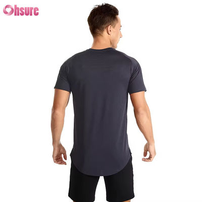 T-shirts de sport de gym pour hommes, vêtements de fitness en gros, taille US, respirants, à haute élasticité, à séchage rapide, pour la course à pied, coupe ajustée