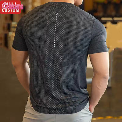 Hommes haut de sport actives chemise polyester spandex hommes vêtements de course salle de sport sport léger T-shirts élastiques