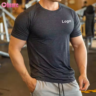 Hommes haut de sport actives chemise polyester spandex hommes vêtements de course salle de sport sport léger T-shirts élastiques