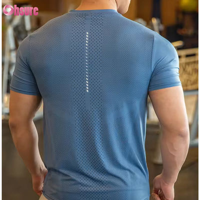 Hommes haut de sport actives chemise polyester spandex hommes vêtements de course salle de sport sport léger T-shirts élastiques