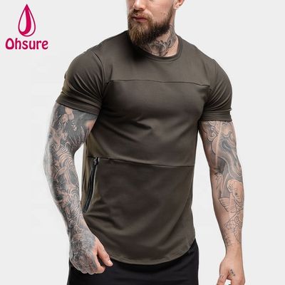 T-shirt grande taille athlétique respirant en gros, tee-shirt personnalisé à manches courtes, fitness, t-shirt pour hommes