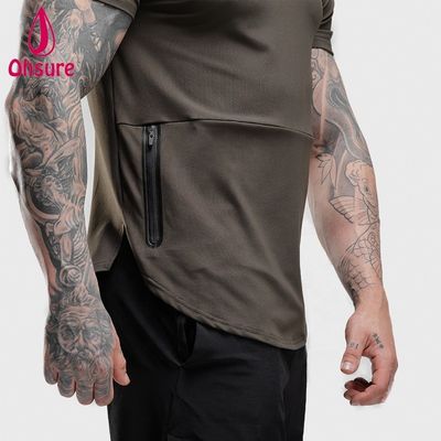 T-shirt grande taille athlétique respirant en gros, tee-shirt personnalisé à manches courtes, fitness, t-shirt pour hommes
