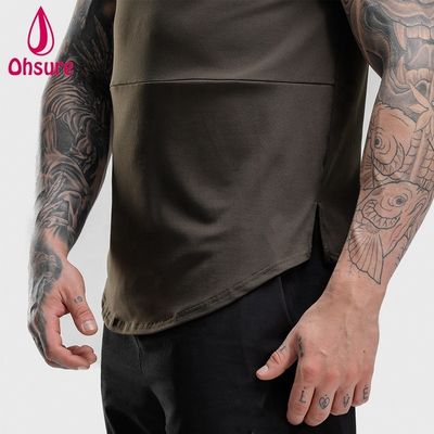 T-shirt grande taille athlétique respirant en gros, tee-shirt personnalisé à manches courtes, fitness, t-shirt pour hommes