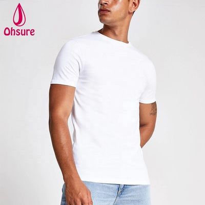Logo personnalisé T-shirt de sport Muscle Slim Fit 95% Bambou 5% Spandex Bodybuilding Fitness T-shirt pour hommes Sport T-shirt blanc