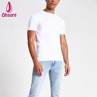 Logo personnalisé T-shirt de sport Muscle Slim Fit 95% Bambou 5% Spandex Bodybuilding Fitness T-shirt pour hommes Sport T-shirt blanc