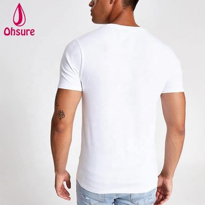 Logo personnalisé T-shirt de sport Muscle Slim Fit 95% Bambou 5% Spandex Bodybuilding Fitness T-shirt pour hommes Sport T-shirt blanc