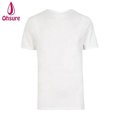 Logo personnalisé T-shirt de sport Muscle Slim Fit 95% Bambou 5% Spandex Bodybuilding Fitness T-shirt pour hommes Sport T-shirt blanc