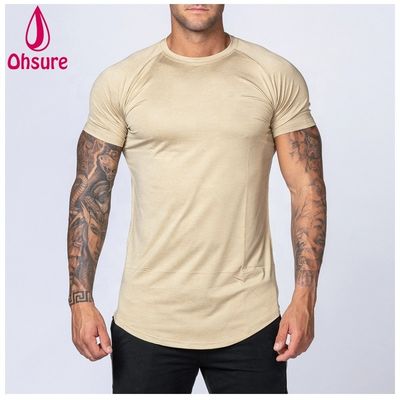 Gymnase Vêtements d'exercice pour hommes T-shirt en bambou T-shirt de sport Vêtements d'entraînement Manches courtes Impression d'impression décontractée motif tricoté Soutien musculaire