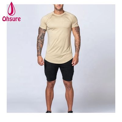 Gymnase Vêtements d'exercice pour hommes T-shirt en bambou T-shirt de sport Vêtements d'entraînement Manches courtes Impression d'impression décontractée motif tricoté Soutien musculaire