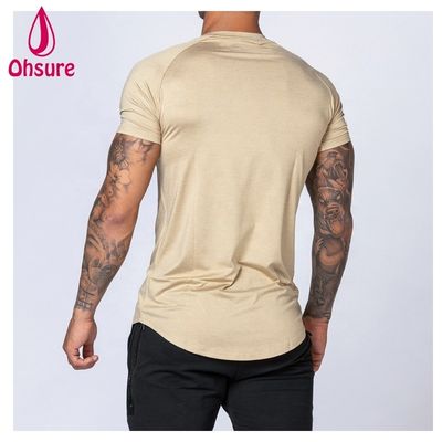 Gymnase Vêtements d'exercice pour hommes T-shirt en bambou T-shirt de sport Vêtements d'entraînement Manches courtes Impression d'impression décontractée motif tricoté Soutien musculaire