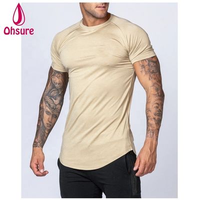 Gymnase Vêtements d'exercice pour hommes T-shirt en bambou T-shirt de sport Vêtements d'entraînement Manches courtes Impression d'impression décontractée motif tricoté Soutien musculaire