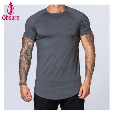 Gymnase Vêtements d'exercice pour hommes T-shirt en bambou T-shirt de sport Vêtements d'entraînement Manches courtes Impression d'impression décontractée motif tricoté Soutien musculaire