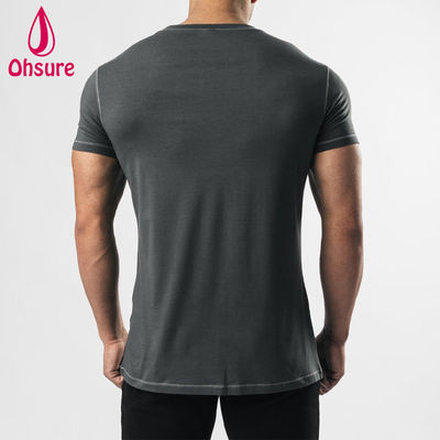 Haut de sport à séchage rapide avec logo personnalisé OEM, couture en zigzag, coupe musculaire, chemises d'entraînement pour hommes, chemises de sport pour hommes, imprimées décontractées vierges