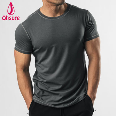 Haut de sport à séchage rapide avec logo personnalisé OEM, couture en zigzag, coupe musculaire, chemises d'entraînement pour hommes, chemises de sport pour hommes, imprimées décontractées vierges