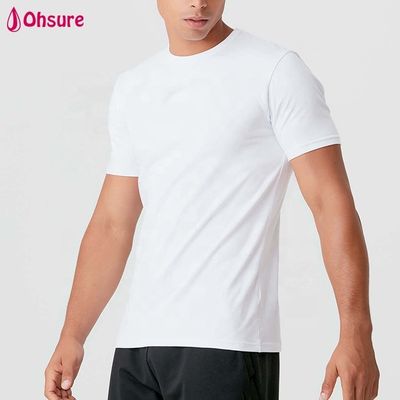 Chemises pour hommes avec logo personnalisé en gros, coupe ajustée, vêtements de sport unis pour hommes, coton et élasthanne, t-shirt blanc à manches courtes pour hommes