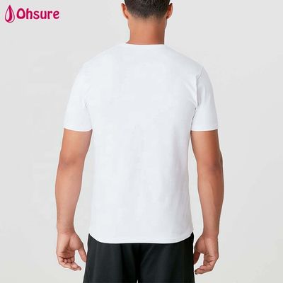 Chemises pour hommes avec logo personnalisé en gros, coupe ajustée, vêtements de sport unis pour hommes, coton et élasthanne, t-shirt blanc à manches courtes pour hommes