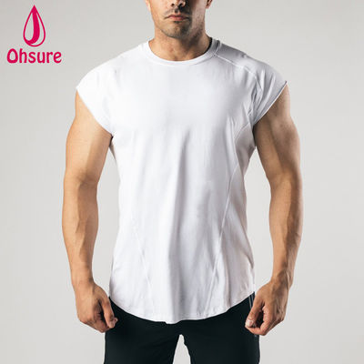 T-shirt sans manches imprimé avec bords francs pour homme, vêtement d'entraînement, haut de gym, t-shirts pour homme, t-shirt uni décontracté, chemises unies