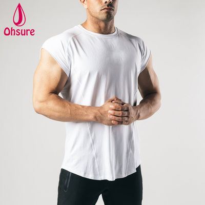 T-shirt sans manches imprimé avec bords francs pour homme, vêtement d'entraînement, haut de gym, t-shirts pour homme, t-shirt uni décontracté, chemises unies