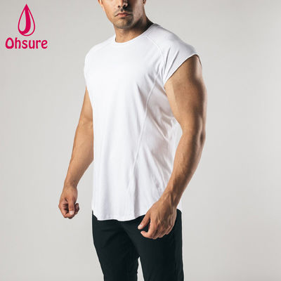 T-shirt sans manches imprimé avec bords francs pour homme, vêtement d'entraînement, haut de gym, t-shirts pour homme, t-shirt uni décontracté, chemises unies