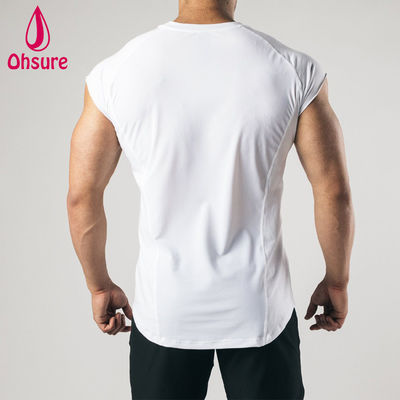 T-shirt sans manches imprimé avec bords francs pour homme, vêtement d'entraînement, haut de gym, t-shirts pour homme, t-shirt uni décontracté, chemises unies
