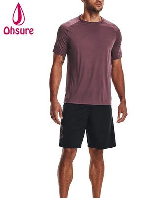 92% de polyester 8% de spandex Homme Sport T-shirts secs rapides en gros Fitness Active Wear vêtements de gymnastique T-shirt pour homme Casual Imprimé