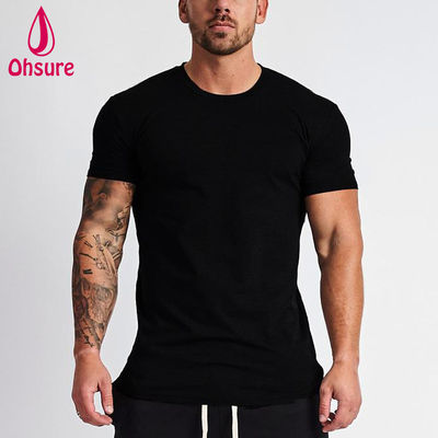 T-shirt de fitness pour hommes, noir uni, à séchage rapide, pour la course et le sport en salle, de haute qualité, pour l'été