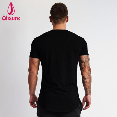 T-shirt de fitness pour hommes, noir uni, à séchage rapide, pour la course et le sport en salle, de haute qualité, pour l'été