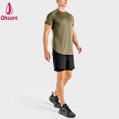 Nouvel Arrivage Léger Respirant Athlétique Hommes Fitness Tissu à Séchage Rapide Spandex Élasthanne Vêtements pour Hommes T-shirts