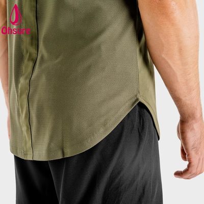 Nouvel Arrivage Léger Respirant Athlétique Hommes Fitness Tissu à Séchage Rapide Spandex Élasthanne Vêtements pour Hommes T-shirts