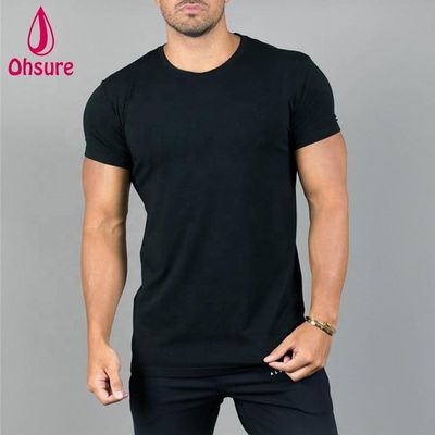 Impression personnalisée Sports Manches courtes Hommes Gymnastics T-Shirt Fitness Gym Compression Noir Impression décontractée motif tricoté OEM