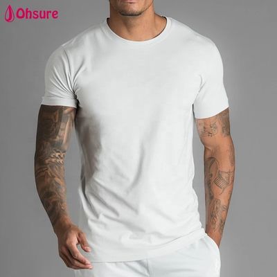Nouveaux vêtements de sport décontractés pour hommes, vêtements de fitness, t-shirt uni, t-shirt de gym ajusté en bambou, t-shirt de sport personnalisé