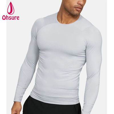 Vente chaude en gros vêtements de gym Slim Fit hommes chemise de compression hommes vêtements de sport hommes t-shirts à manches longues Jersey vierge décontracté col rond