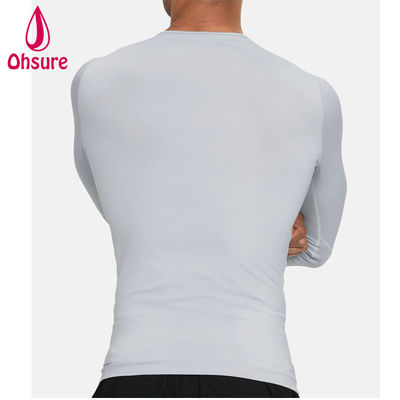 Vente chaude en gros vêtements de gym Slim Fit hommes chemise de compression hommes vêtements de sport hommes t-shirts à manches longues Jersey vierge décontracté col rond