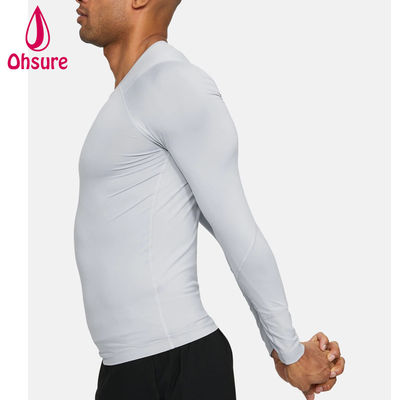 Vente chaude en gros vêtements de gym Slim Fit hommes chemise de compression hommes vêtements de sport hommes t-shirts à manches longues Jersey vierge décontracté col rond