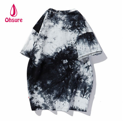 Ohsure 2023 T-Shirt personnalisé de lavage coton cravate teintée T-shirt de rue à manches courtes été Unisexe Hommes motif d'impression décontracté