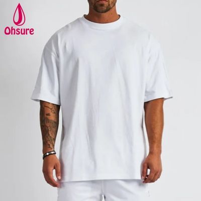 T-shirt en coton blanc T-shirt à épaule trop grande T-shirt à poids lourd T-shirt sur mesure Impression de haute qualité pour hommes décontracté