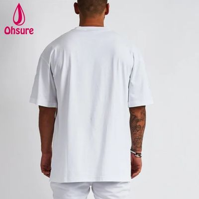 T-shirt en coton blanc T-shirt à épaule trop grande T-shirt à poids lourd T-shirt sur mesure Impression de haute qualité pour hommes décontracté