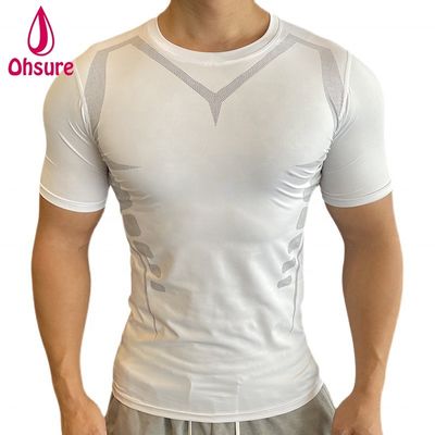 T-shirt à manches courtes et étroitement ajusté, absorbant la sueur, en gros, sur mesure, nouveau design, homme, gymnase, course, sport, tissé.