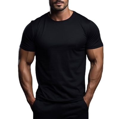 Vêtements de sport en gros Hommes personnalisés de haute qualité coton blanc imprimé sportif décontracté mode sac à main Vêtements de sport noir T-shirts de sport pour hommes